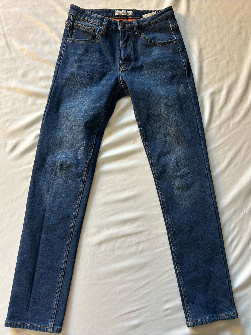 Playboy Fleece-Lined Distressed Jeans Blue Denim Size 28